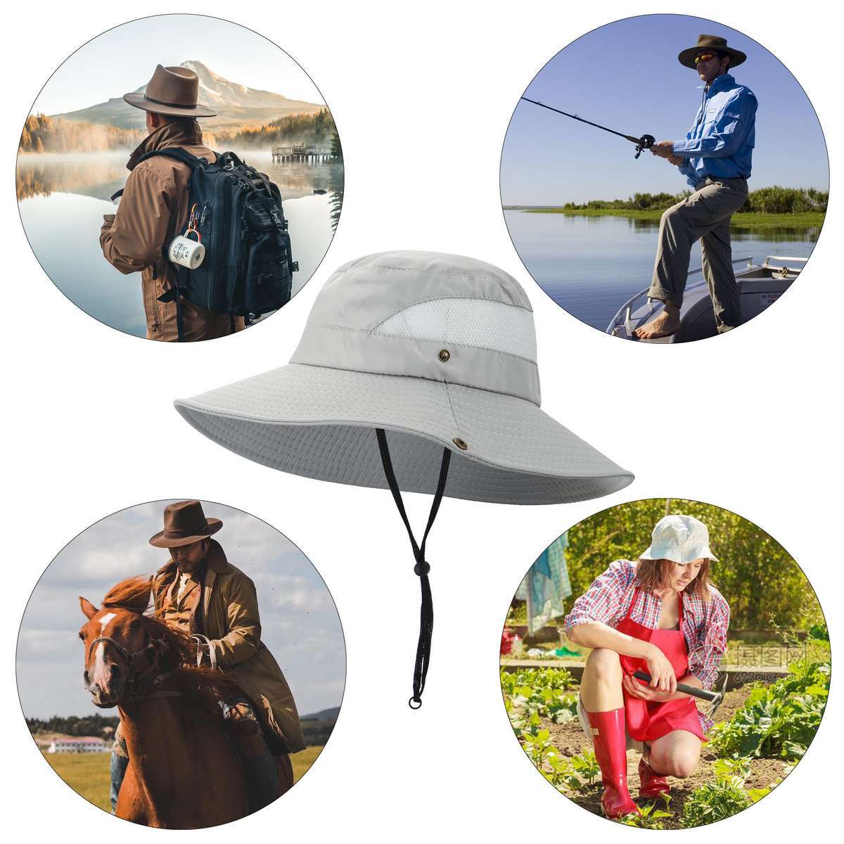 Wide Brim Sun Hat UV Protection Bucket Cap For Hiking Camping Fishing Safari Men