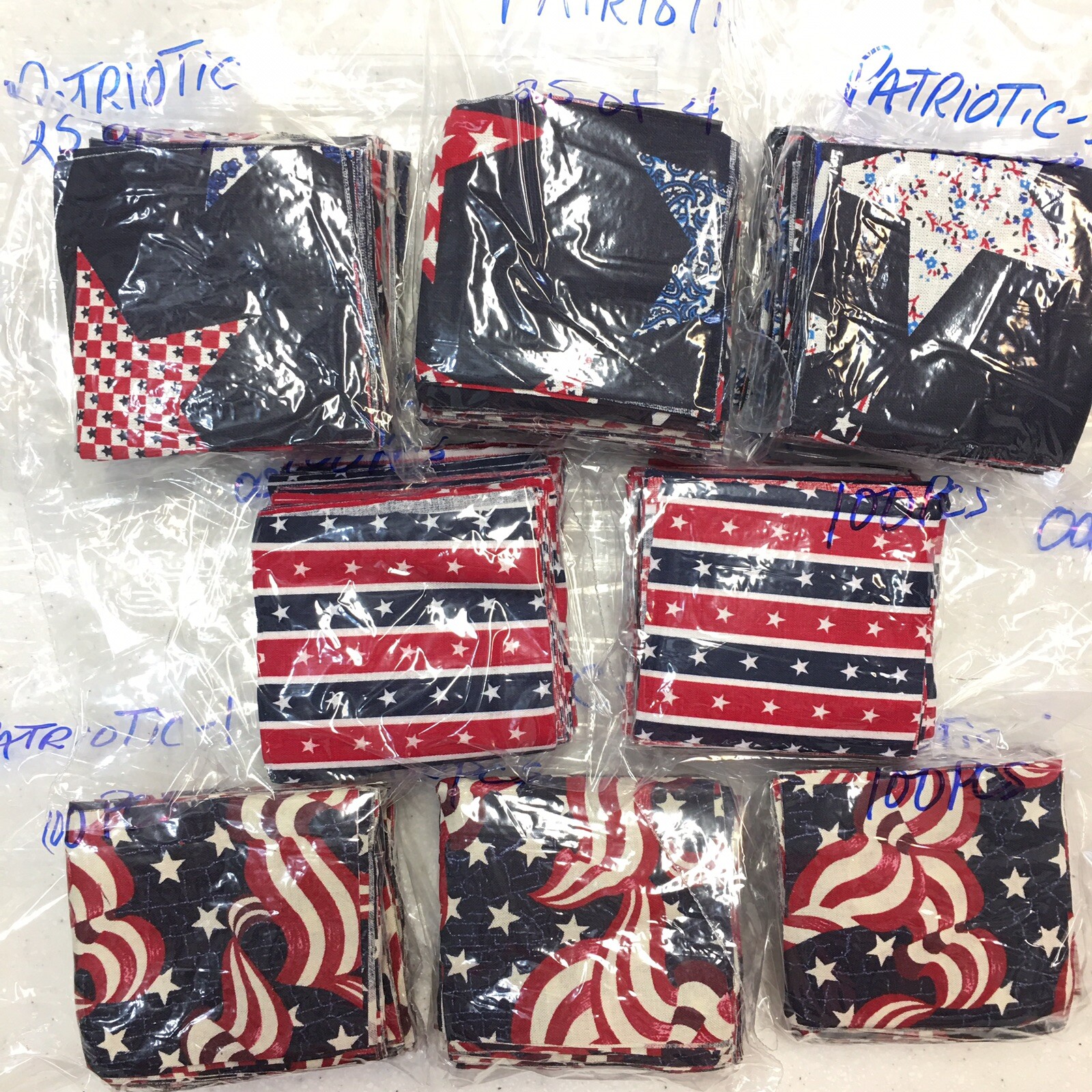 Quilt Squares 800pc Lot 3"x3" Pre-Cut Cotton Sewing Quilting Fabric Patriotic