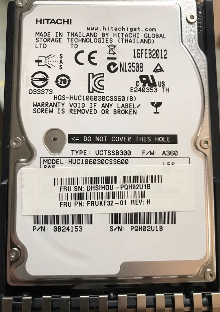 Hitachi HUC106030CSS600 PN 0B24153 - 300GB SAS 2.5" - Dot Hill FRUKF-32-01 HDD