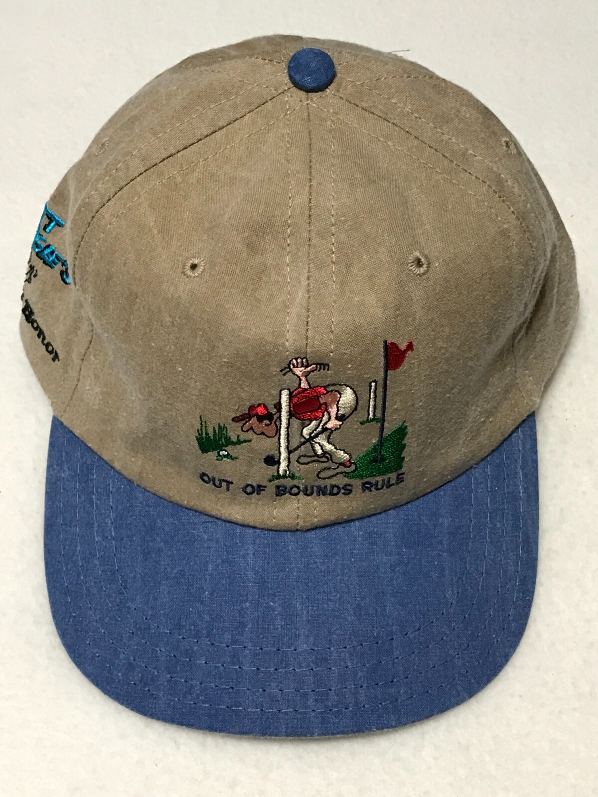 Brett Ogle's Ethics & Honor Out of Bounds Rule Golf Hat One Size Khaki Blue NEW