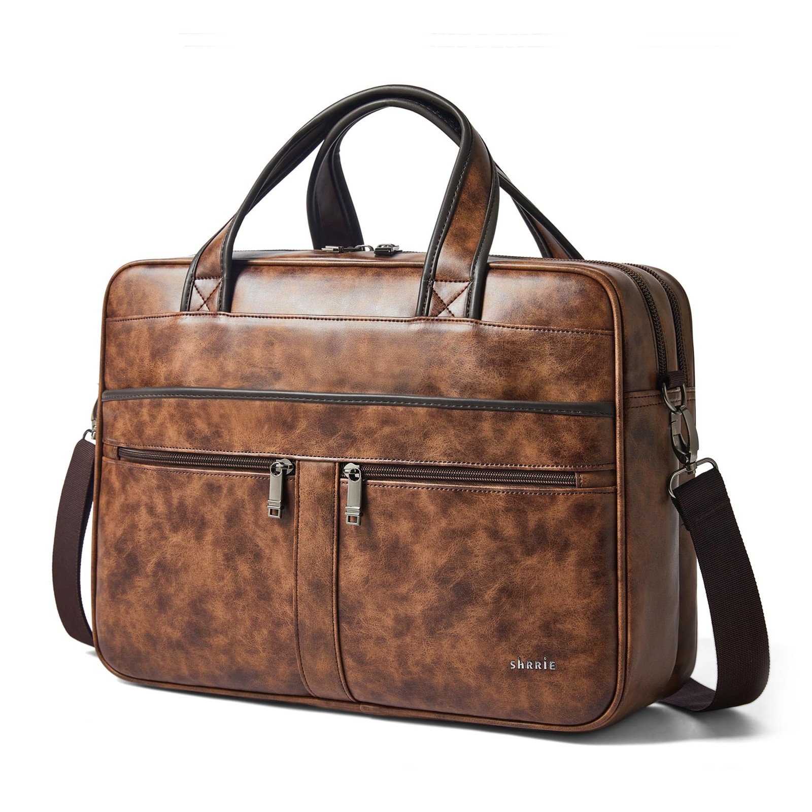 Leather Messenger Bag for Men&Women 16 inch Laptop Bag,Water-Resistant Retro ...