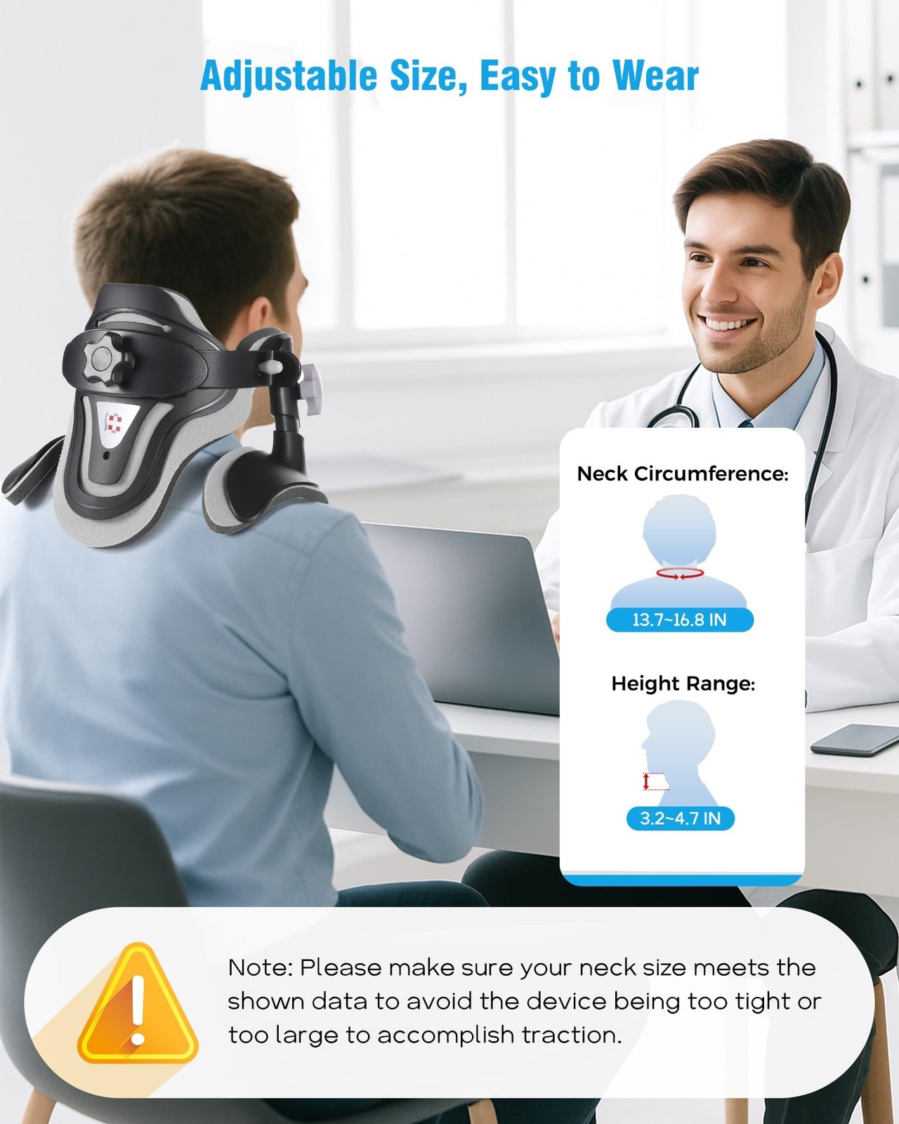 Neck Traction Device, Adjustable Cervical Neck Stretcher with 360 Degree Supp...