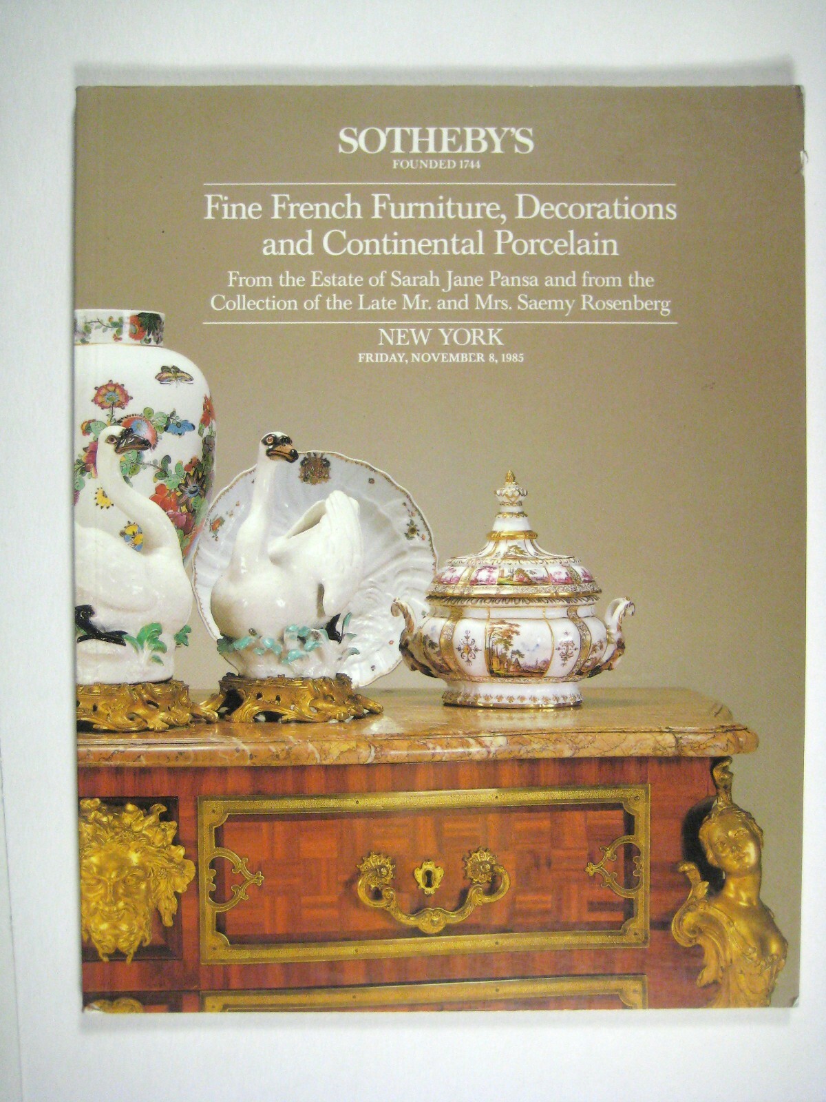 Sothebys Catalog 1985 Fine French Furniture Porcelain Pansa 5388 Rosenberg