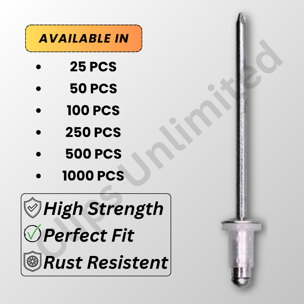 A 20788 Special Rivet 1/8" D,3/64–1/8" Grip 15/64" Flange 9026904051, 25-1000PCS
