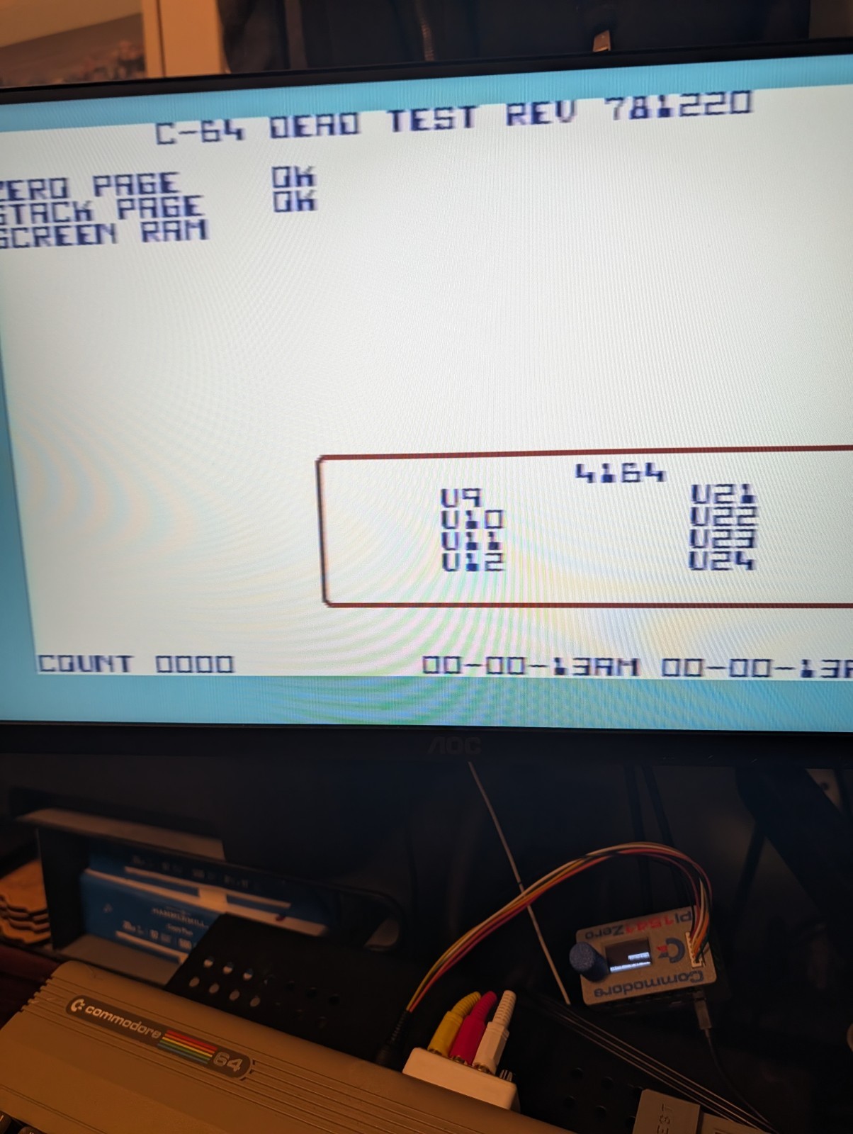 Commodore 64 Dead Test Cartridge with Voltmeter Power Display.