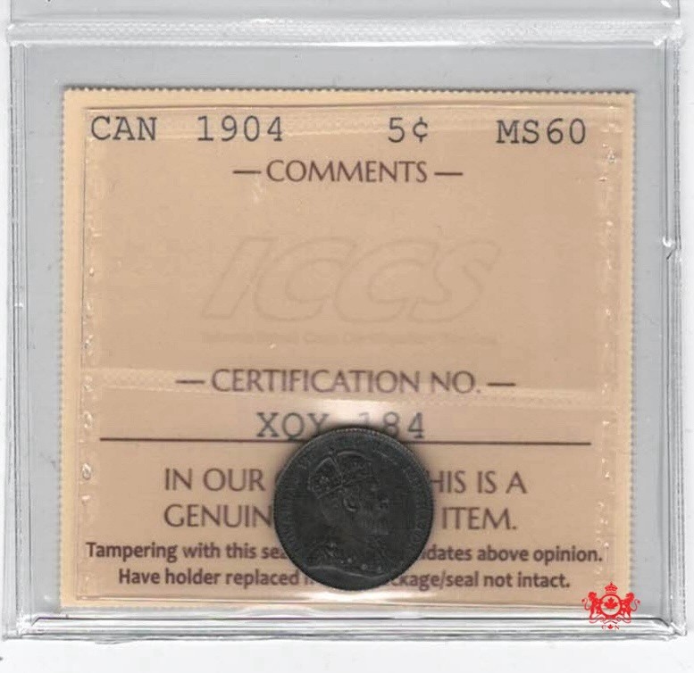1904 Canada 5 Cents - ICCS MS60 - XQY 184
