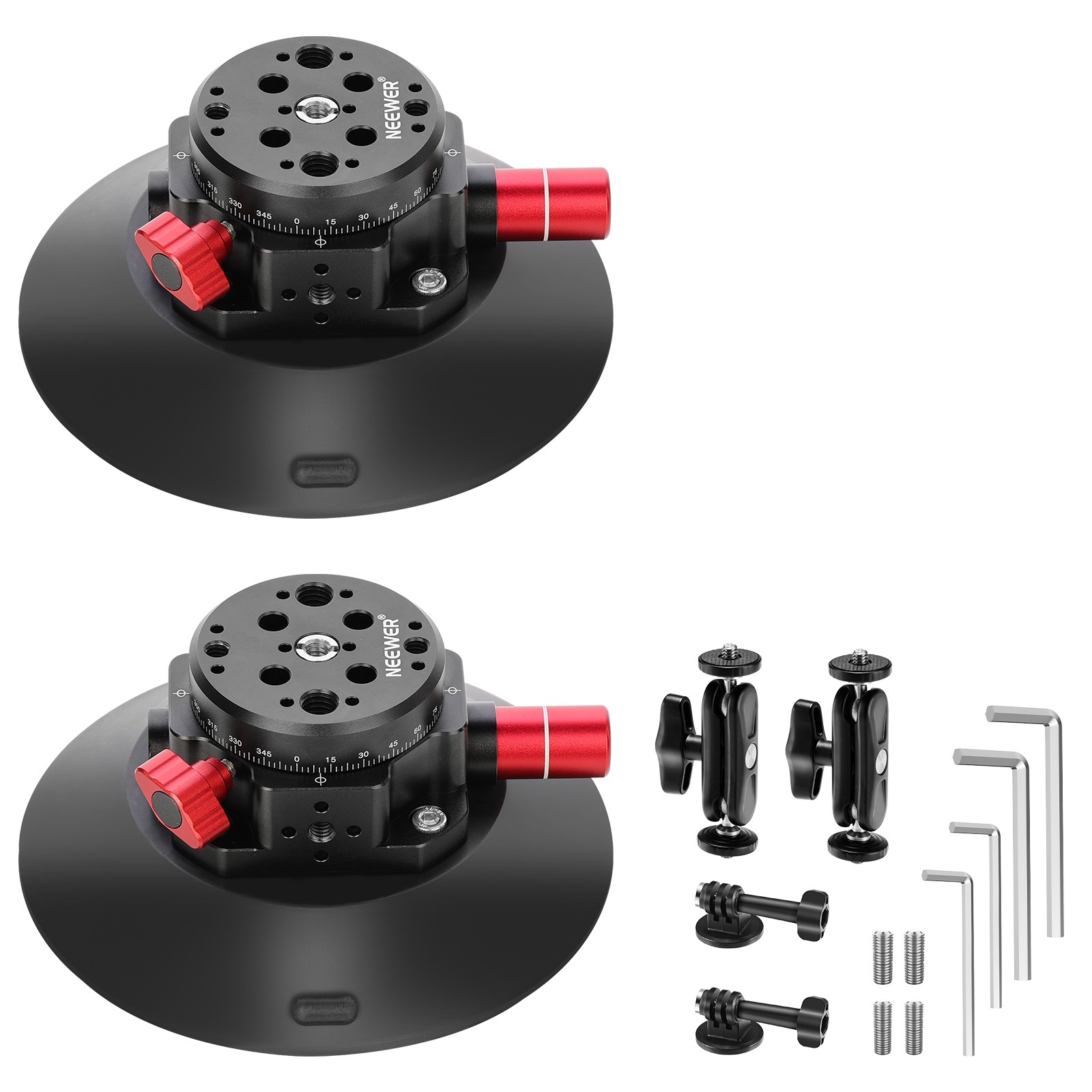 NEEWER 6 Inch Suction Cup Camera Mount w/ Ball Head 2 Pack for Car Window Glass