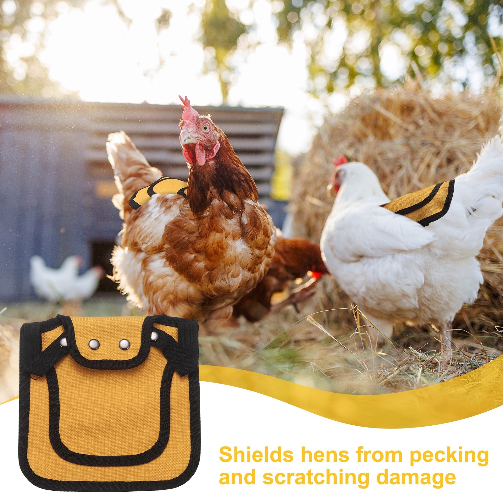 4-Pack Chicken Saddle with Adjustable Strap for Hens [Yellow]