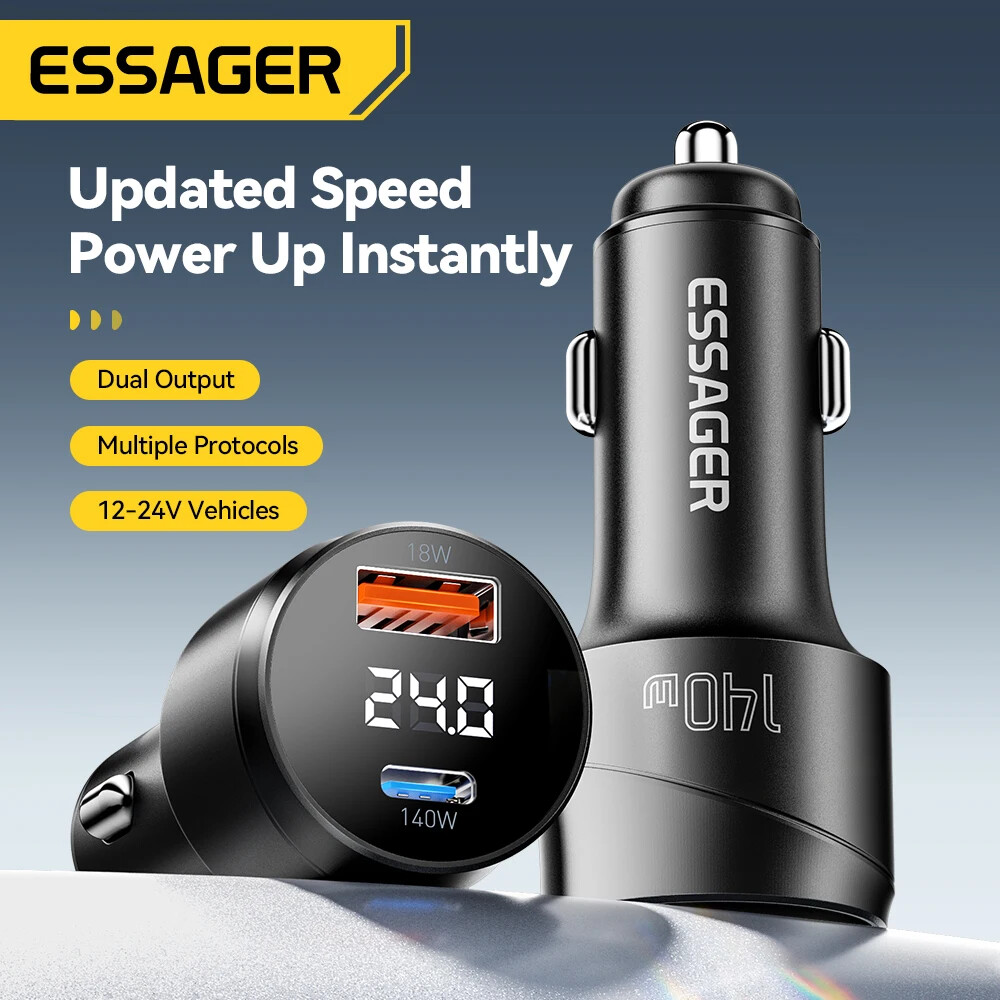 140W Car USB C Charger QC 3.0 Type C PD Fast Charging Adapter For iPhone Laptop