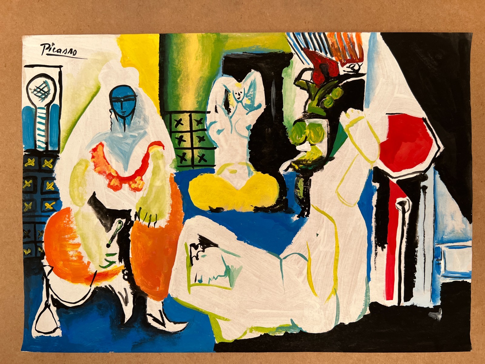 Pablo Picasso Drawing on paper (Handmade) signed and stamped mixed media.