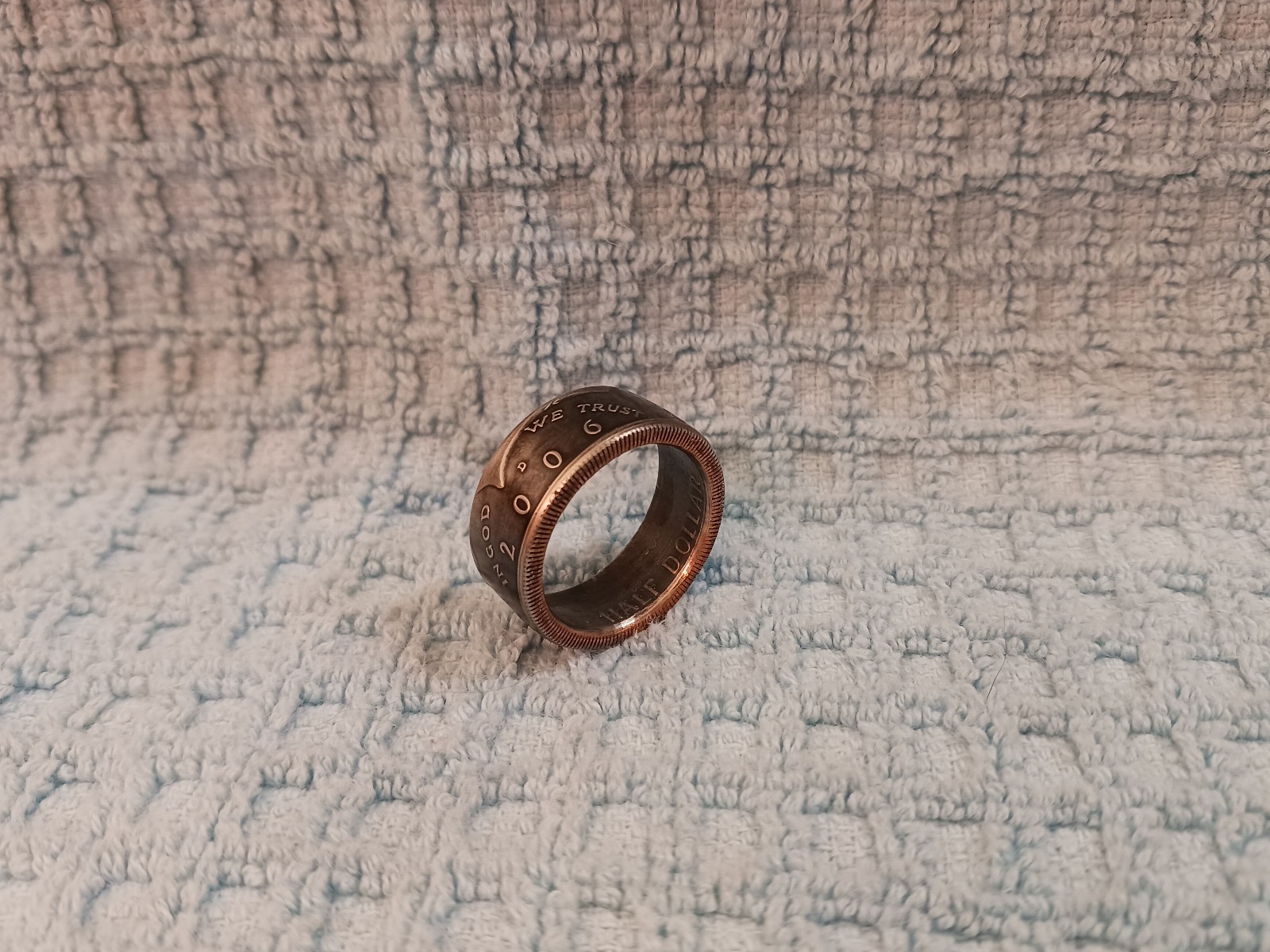 2006  Kennedy Half Dollars  size 9 coin ring  handmade mixed metals