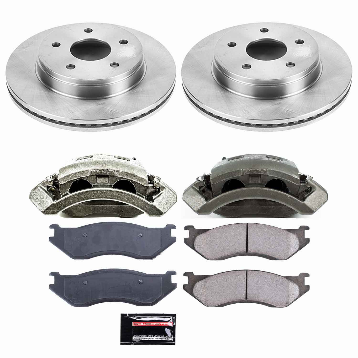 PowerStop OE Stock Replacement Low-Dust Ceramic Brake Pad, Rotor and Caliper Kit