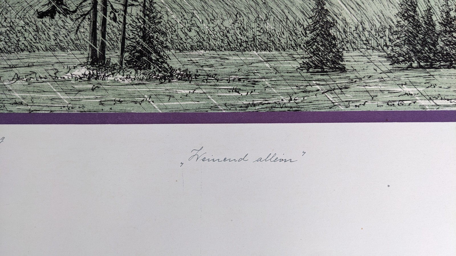 Erich W. Eiland, crying alone, drawing, autographed, titled