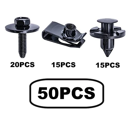 50pcs Lower Engine Splash Shield Bolts, Clips Push Pins Hardware Kit for