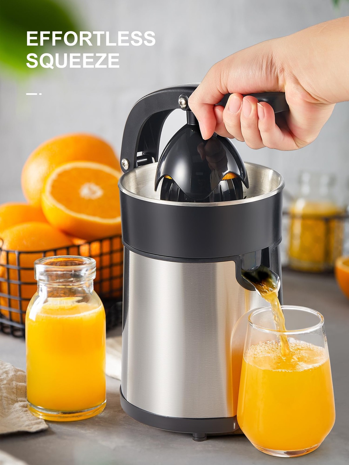 Electric Citrus Juicer Squeezer, Orange Juicer with Two Interchangeable Cones...