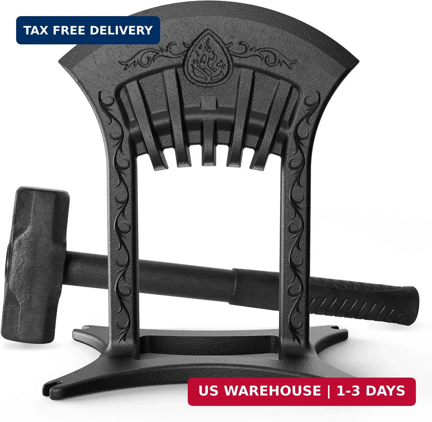 Cast Iron Kindling Splitter with 3Lbs Sledge Hammer,Medium-Sized | One-piece mol