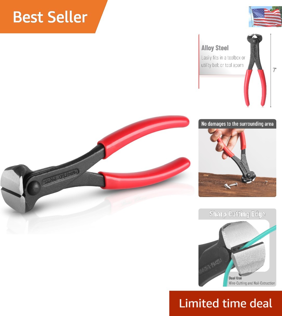 Versatile 7" End Cutting Nail Puller - Durable Tool for Construction & Carpentry