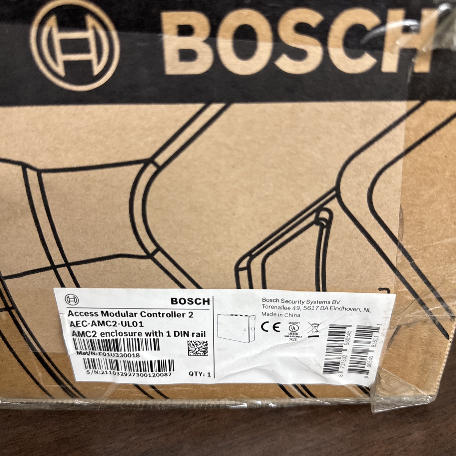 Bosch AEC-AMC2-UL01 AMC Enclosure with 1 DIN Rail