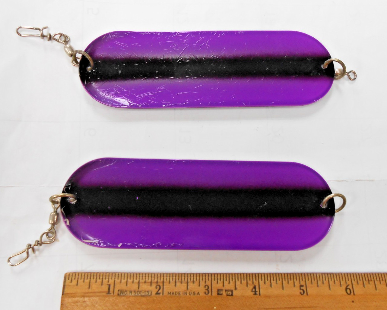 Lot of 2 Gold Star 0/0 SALMON/TROUT TROLLING DODGER - Purple with Black stripe