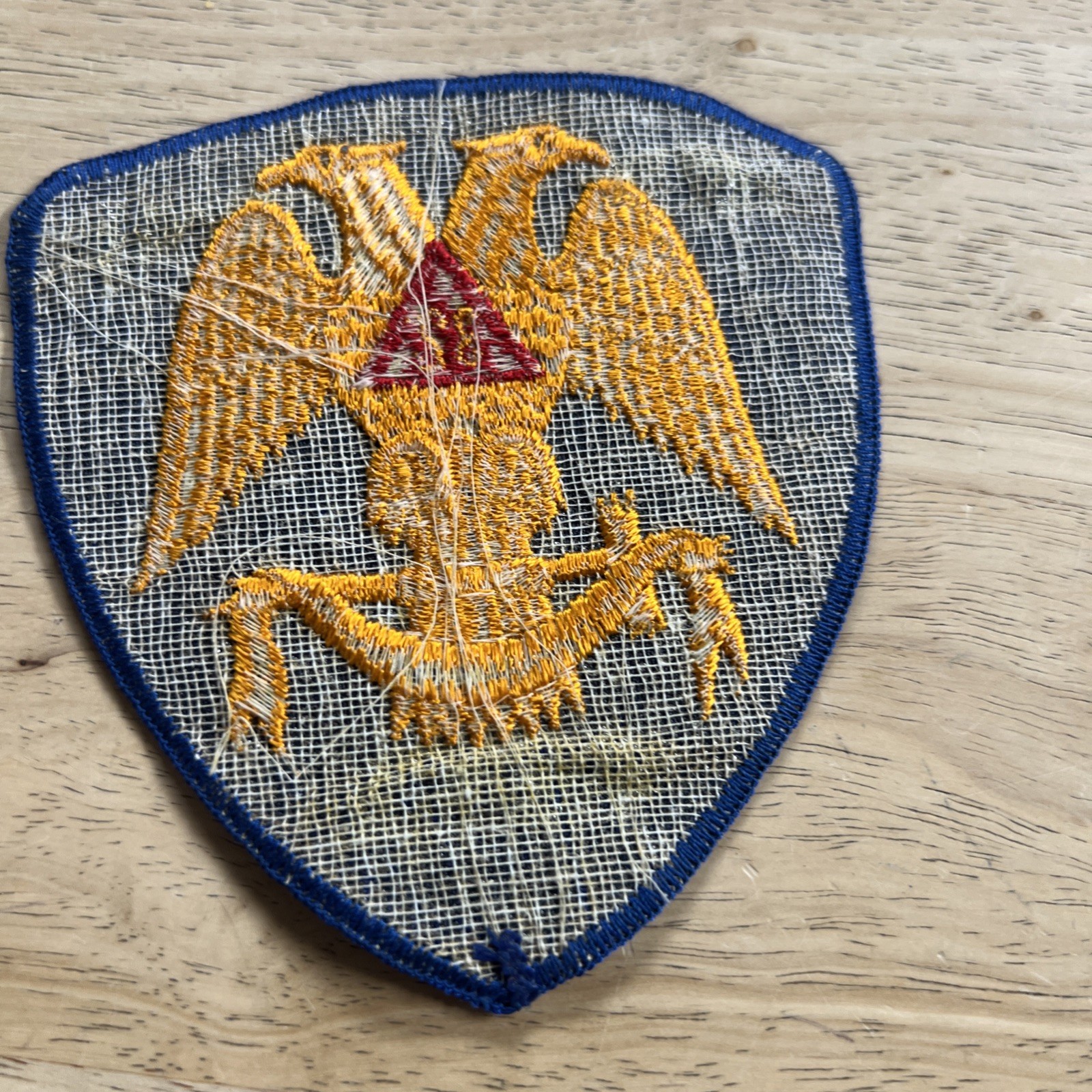 Freemason 32 Degree Double Headed Eagle Wings Down Blue Uniform Patch Vintage