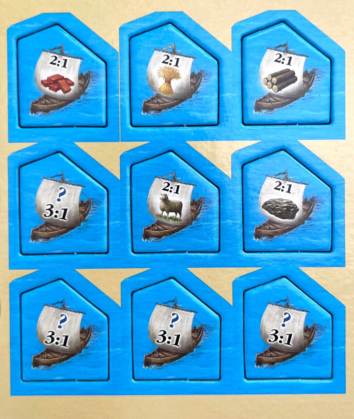 Catan Game Complete Set of 9 Harbor Pieces - Official Pieces NEW!
