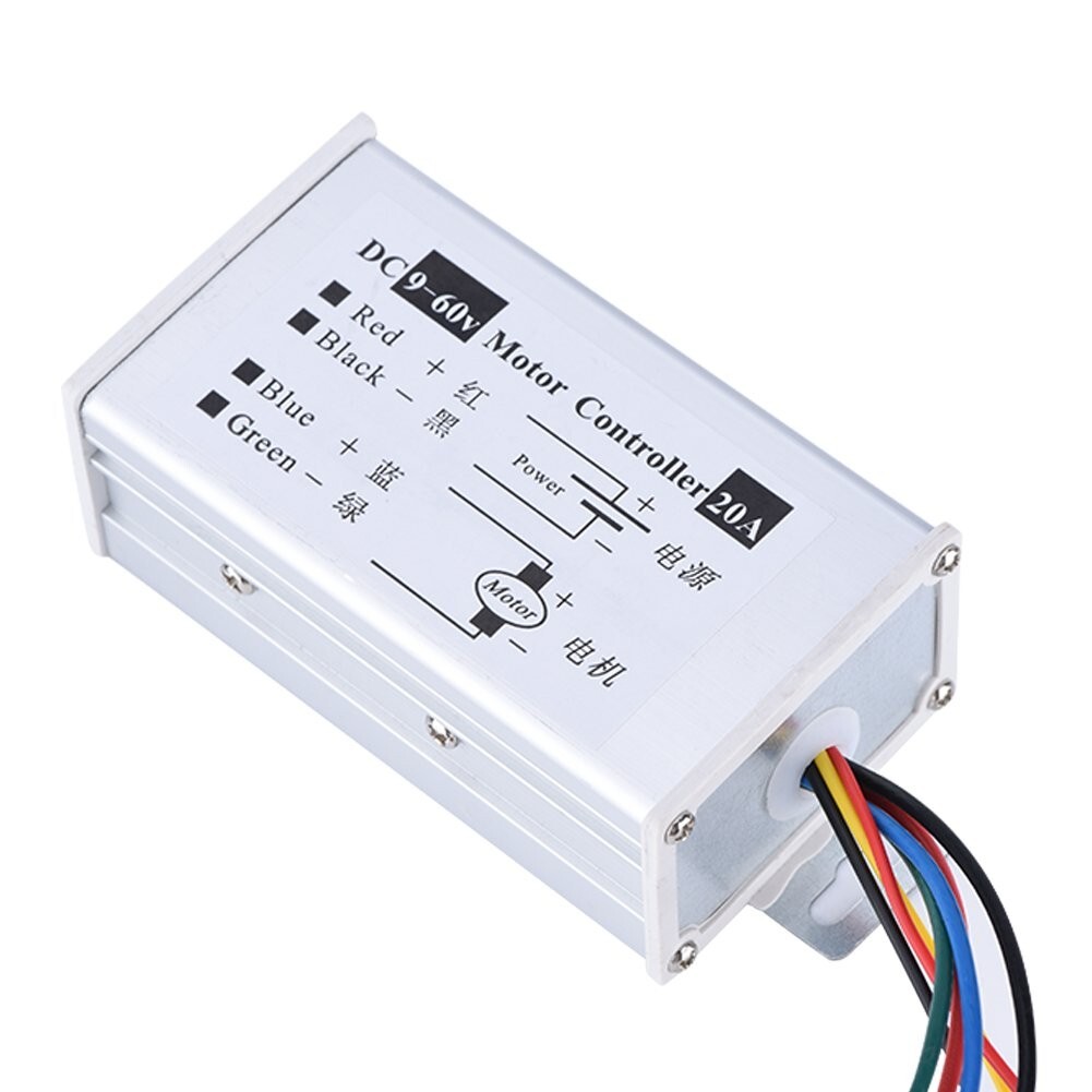 PWM DC Brush Motor Stepless Variable Speed Controller Switch 12V 24V 48V 60V 20A