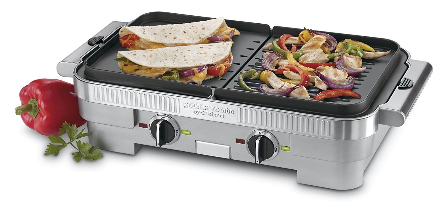 Cuisinart GR-55FR Electric Grill Griddler Nonstick Combo, Brushed Stainless