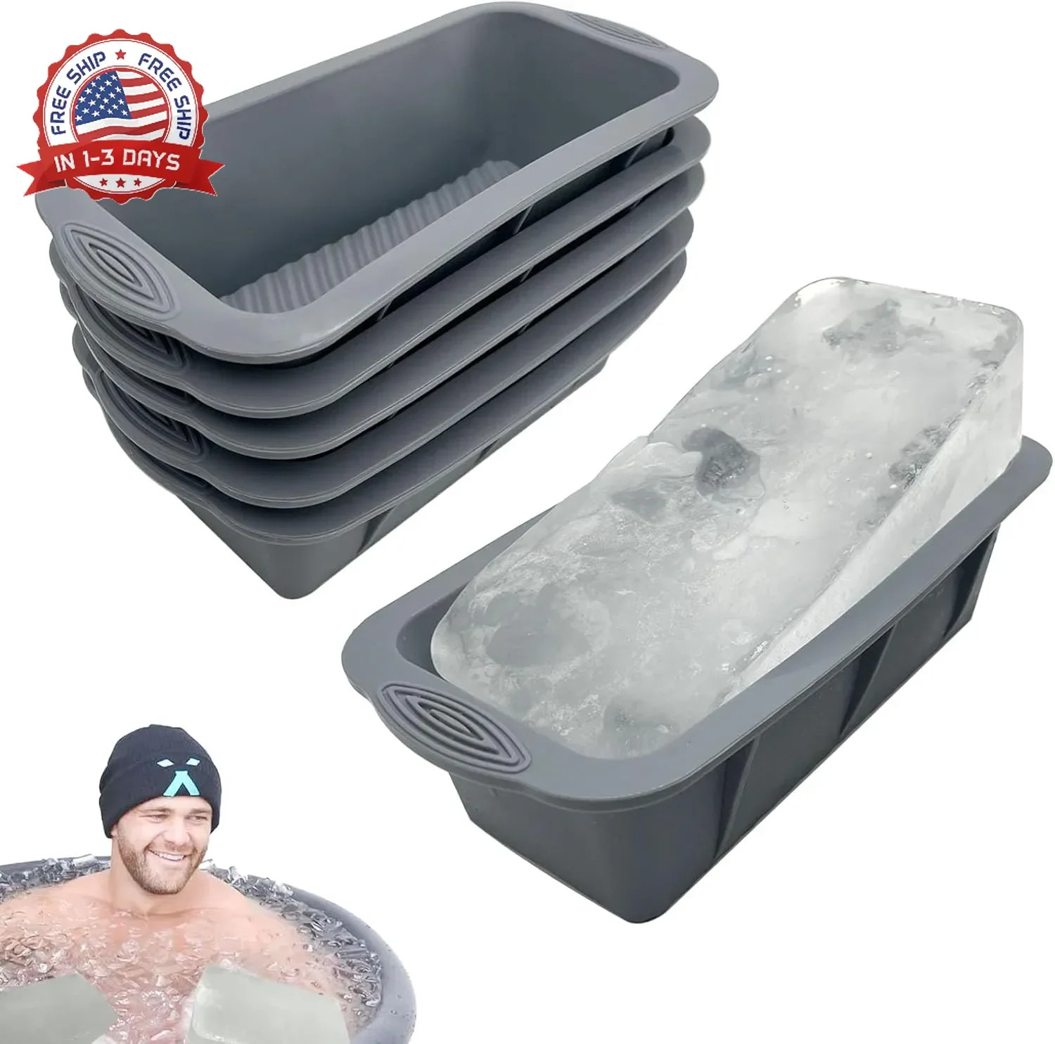 6Pcs Extra Large Ice Block Mold, YINOWON Large Silicone Ice Molds for Ice Bath,