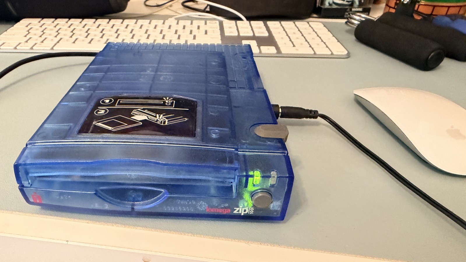 Iomega Zip 100 USB External Drive Blue Transparent-parts read description