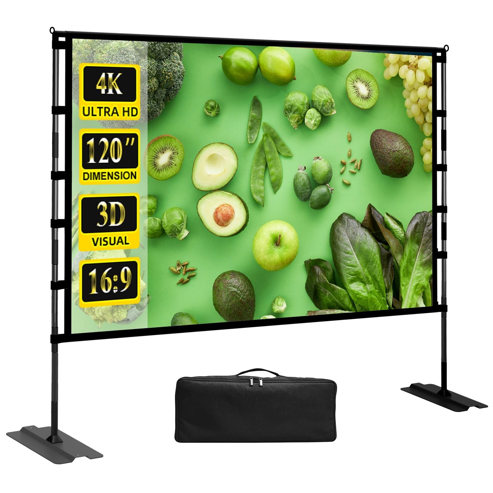 Upgrade Projector Screen Heavy-Duty Stand 120 inch Portable Projection Screen...