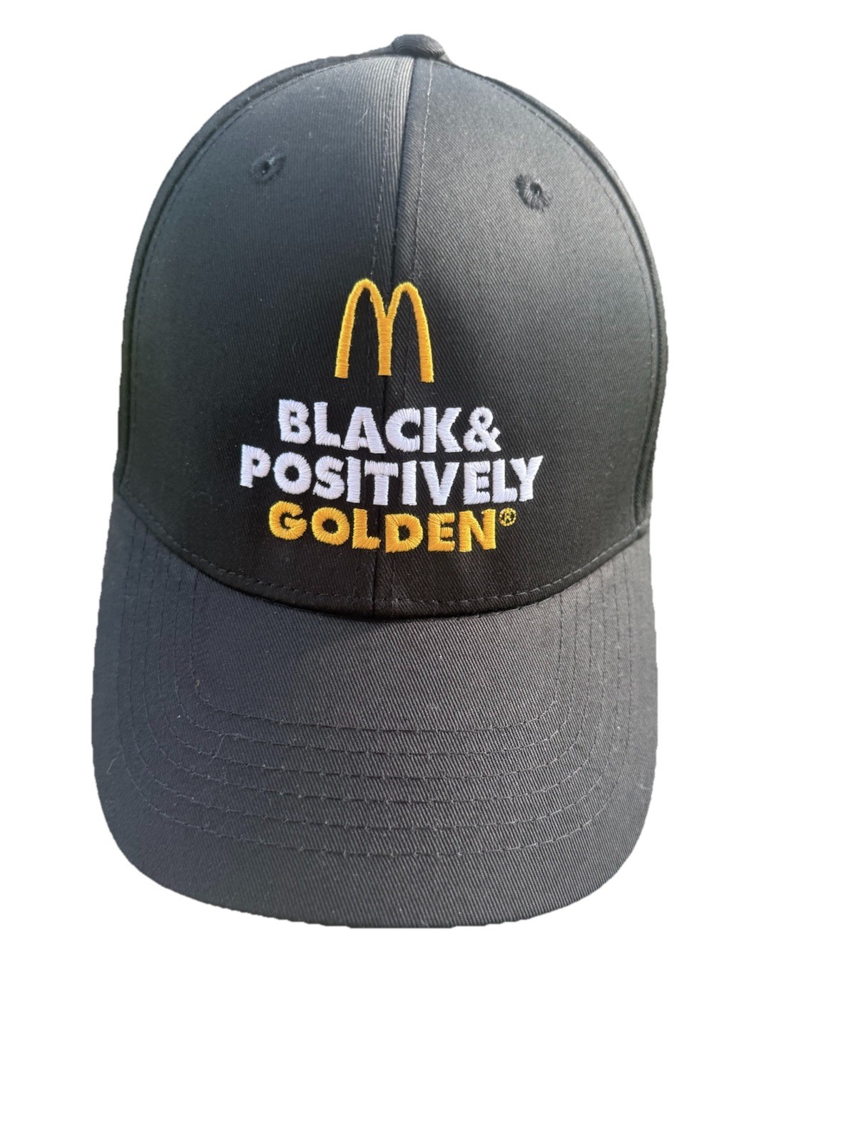 McDonald’s Golden Arches Logo w Black & Positively Golden on Black Hat Cap