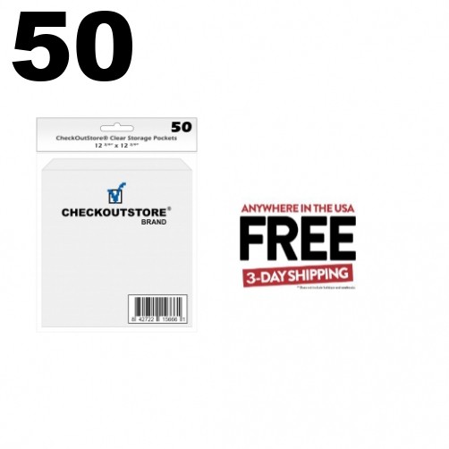 50 CheckOutStore Cardstock Clear Storage Pockets (12 3/4 x 12 3/4) **1-3 DAYS