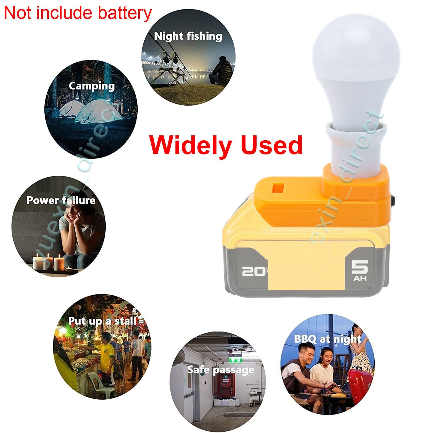 Portable E27 Bulb Lamp LED Work Light For Dewalt 20V MAX Series Lithium Battery