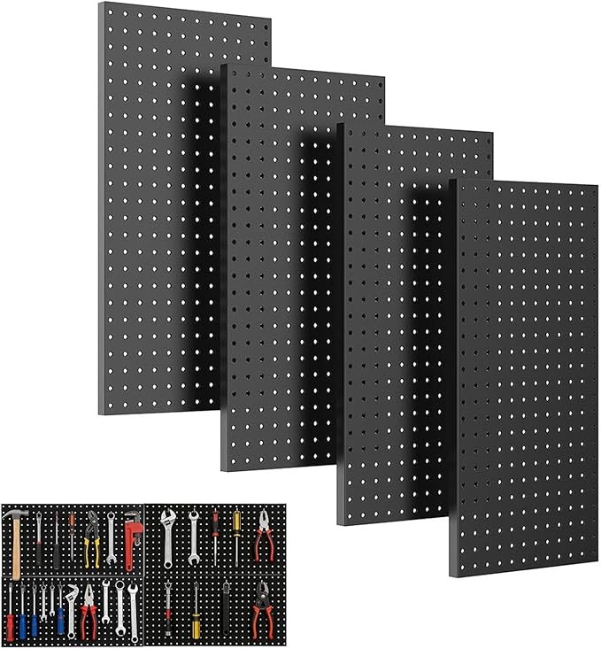 4 Pack Wall Mounted Metal Pegboard System 12x24 in Panels Tool Storage Workbench