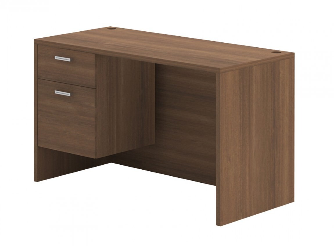 Cherryman Single Pedestal Laminate Desk 48" x 24" Park Walnut Finish Free Ship