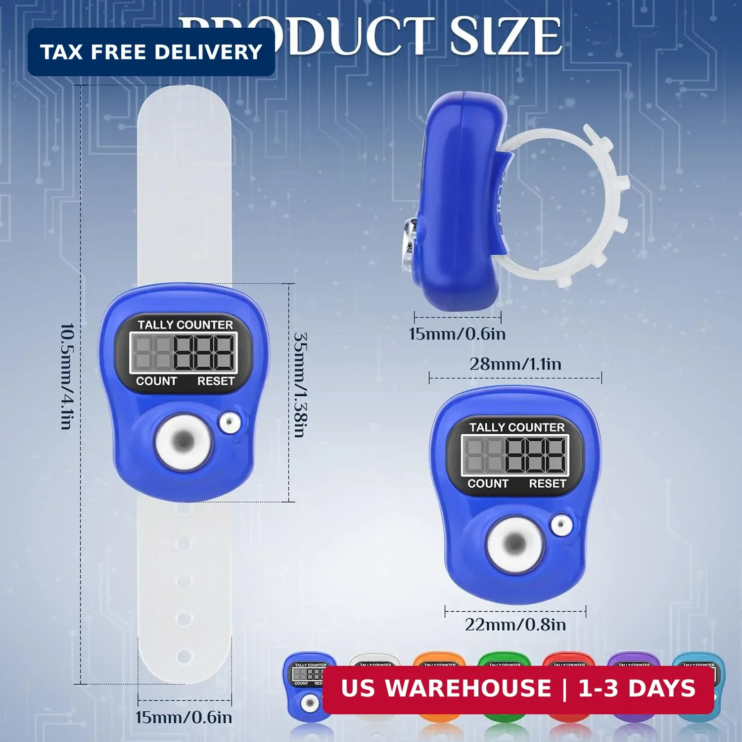 CHGANG 7 Pack Electronic Finger Tally Counter,5 Digit LCD Electronic Digital Dis