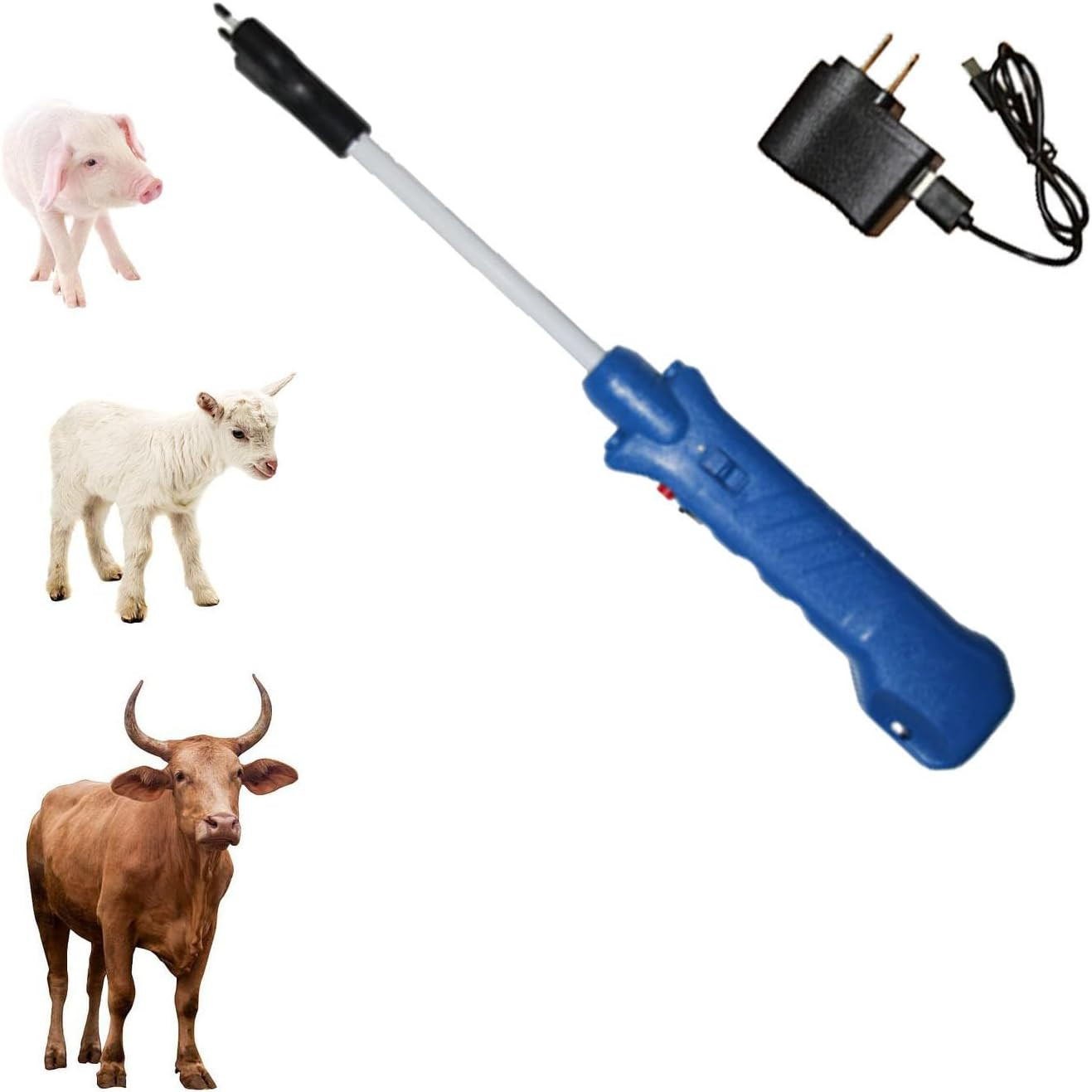 Cattle Prod Water Proof Electric Tool Rechargeable LED Pig Driving for Pig, Cow,