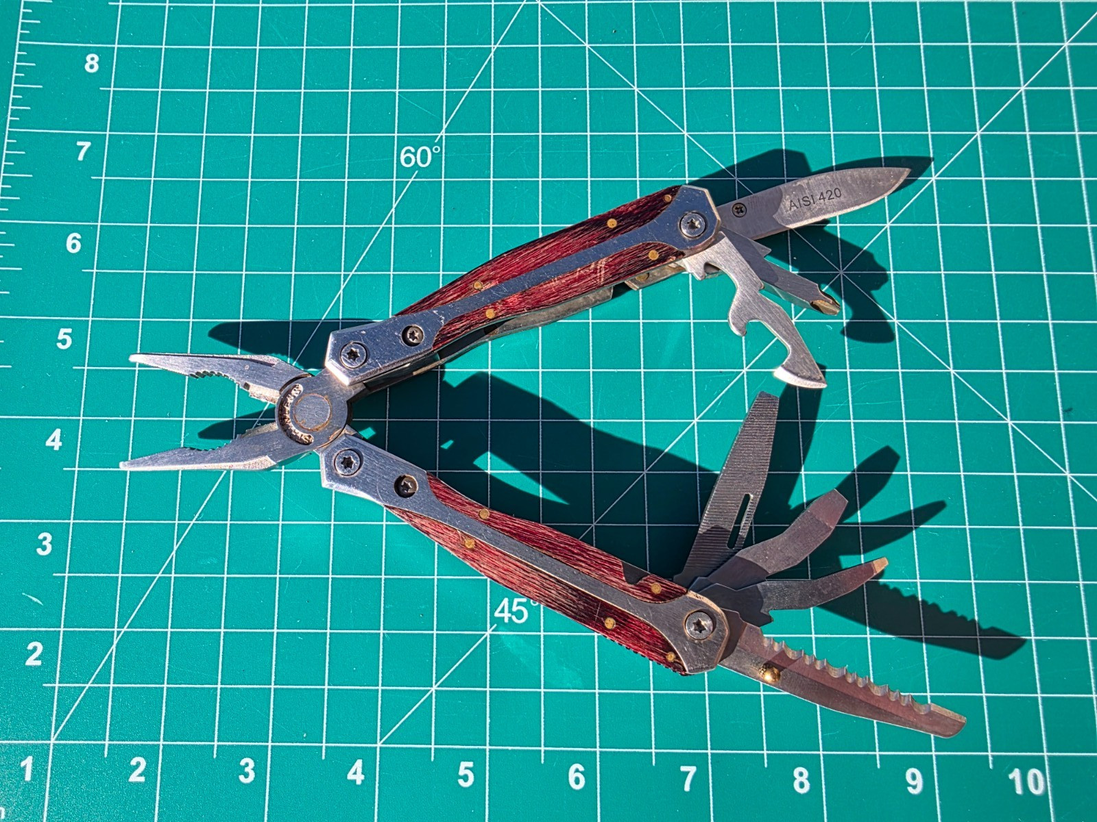 Vintage 8-in-1 Stainless Steel Multi-Tool - Wood Handle
