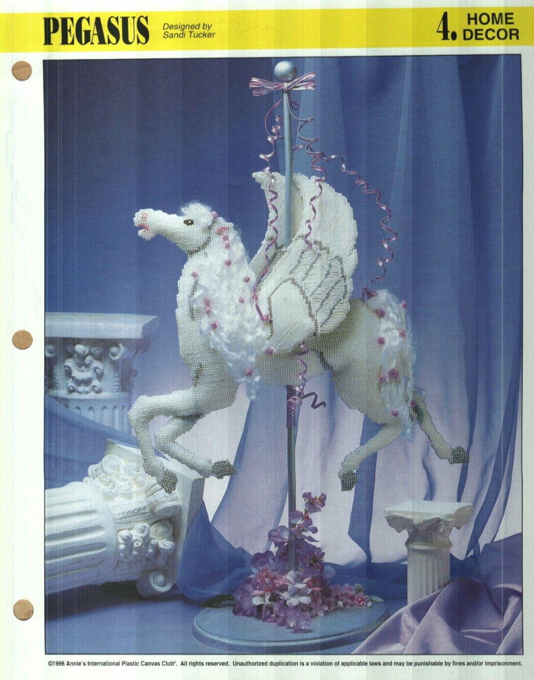 NEW PEGASUS HORSE HOME DECOR ANNIE'S PLASTIC CANVAS PATTERN INSTRUCTIONS HTF