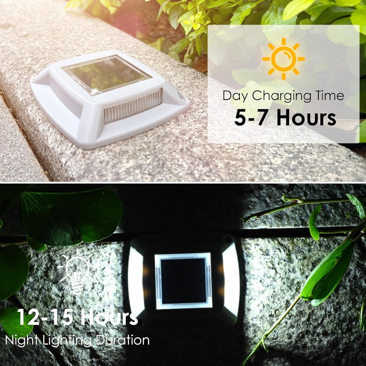 CLAONER 1 Pack Solar Deck Lights Outdoor Solar Driveway Dock Lights Step Lights