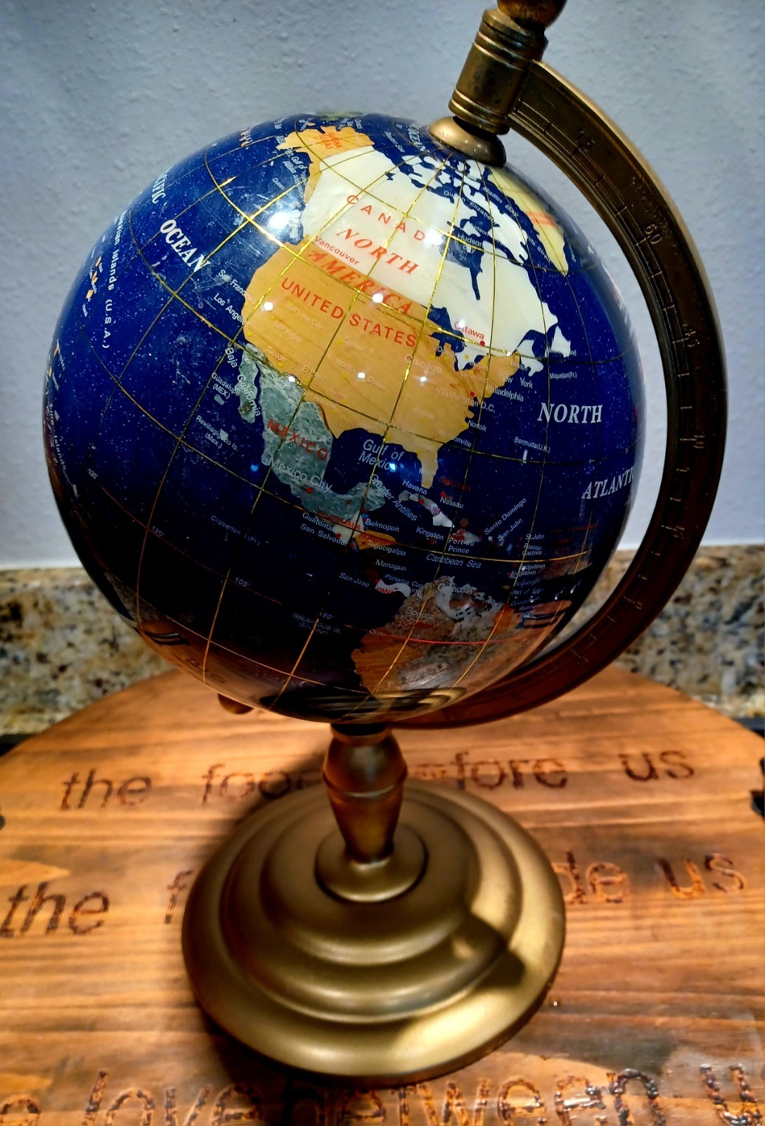 Decorative Gemstone Word Globe World Map Earth Map 16 High Quality Material