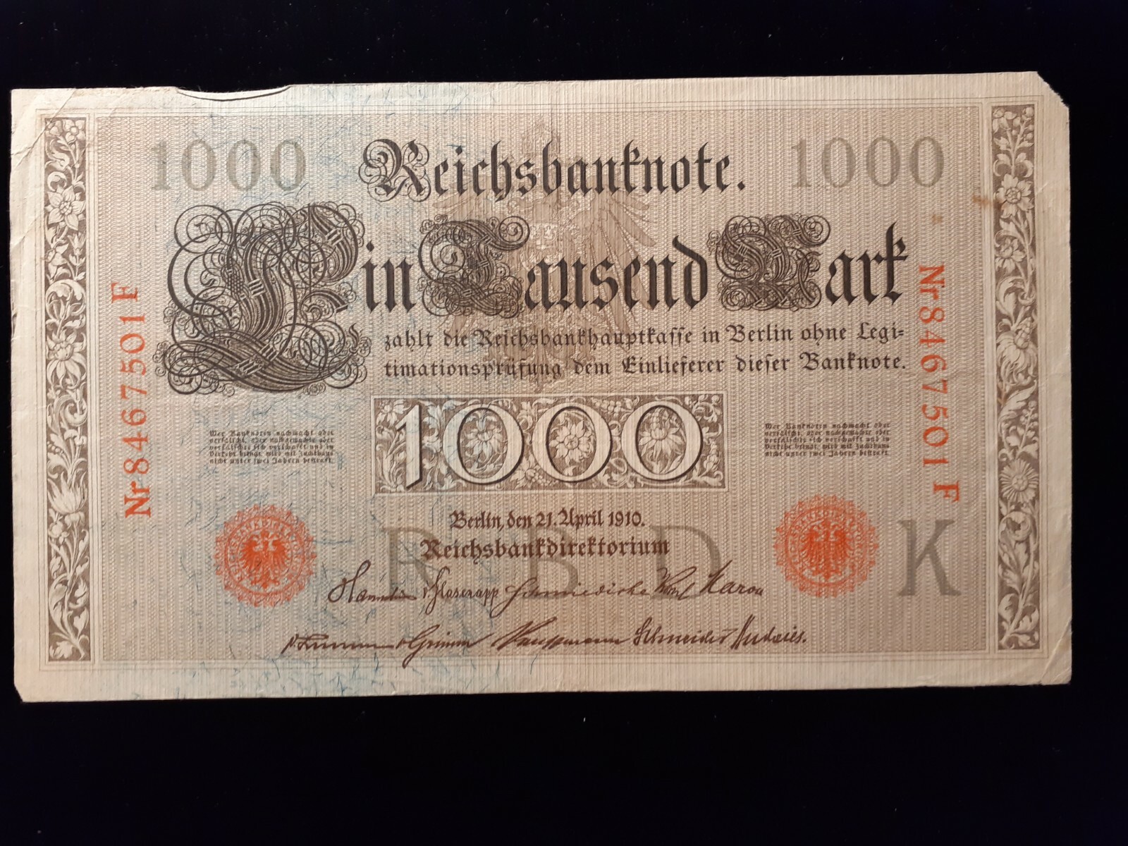 1910  1,000 MARK GERMANY  P 45b