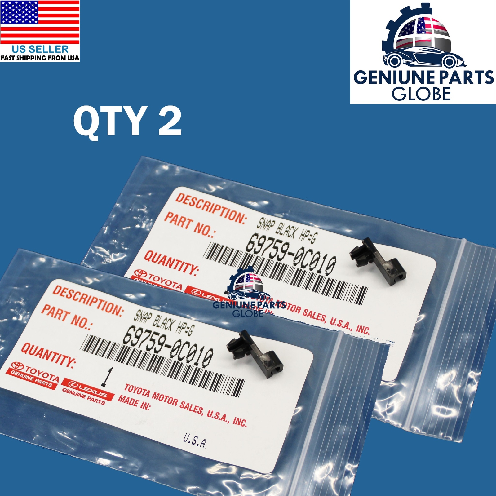GENUINE OEM TOYOTA 01-22 SEQUOIA | 00-13 TUNDRA HOOD SAFETY CATCH SNAP SET OF 2