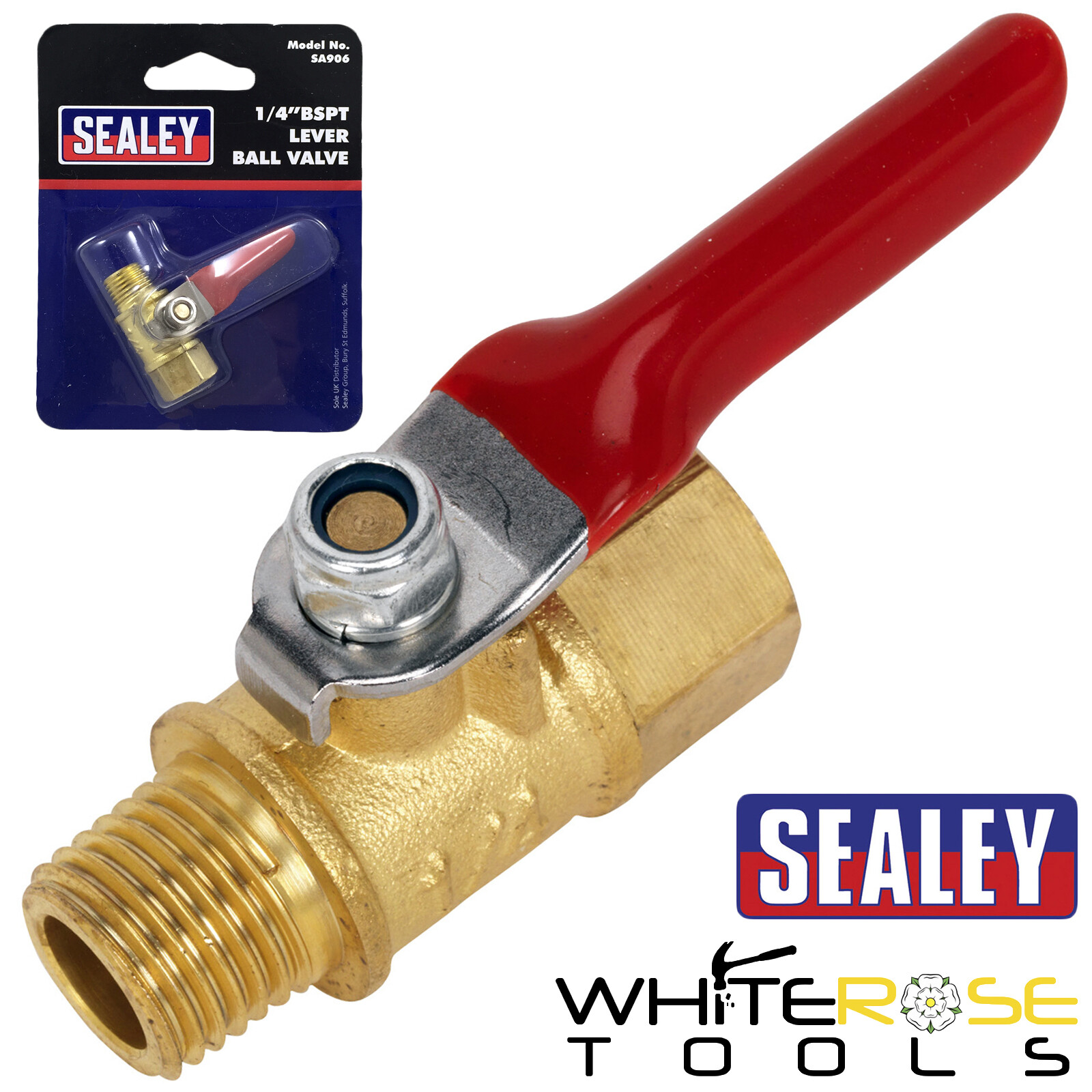 Sealey Ball Valve Lever Air Fitting Male 1/4" BSPT x Female 1/4" BSP Connector