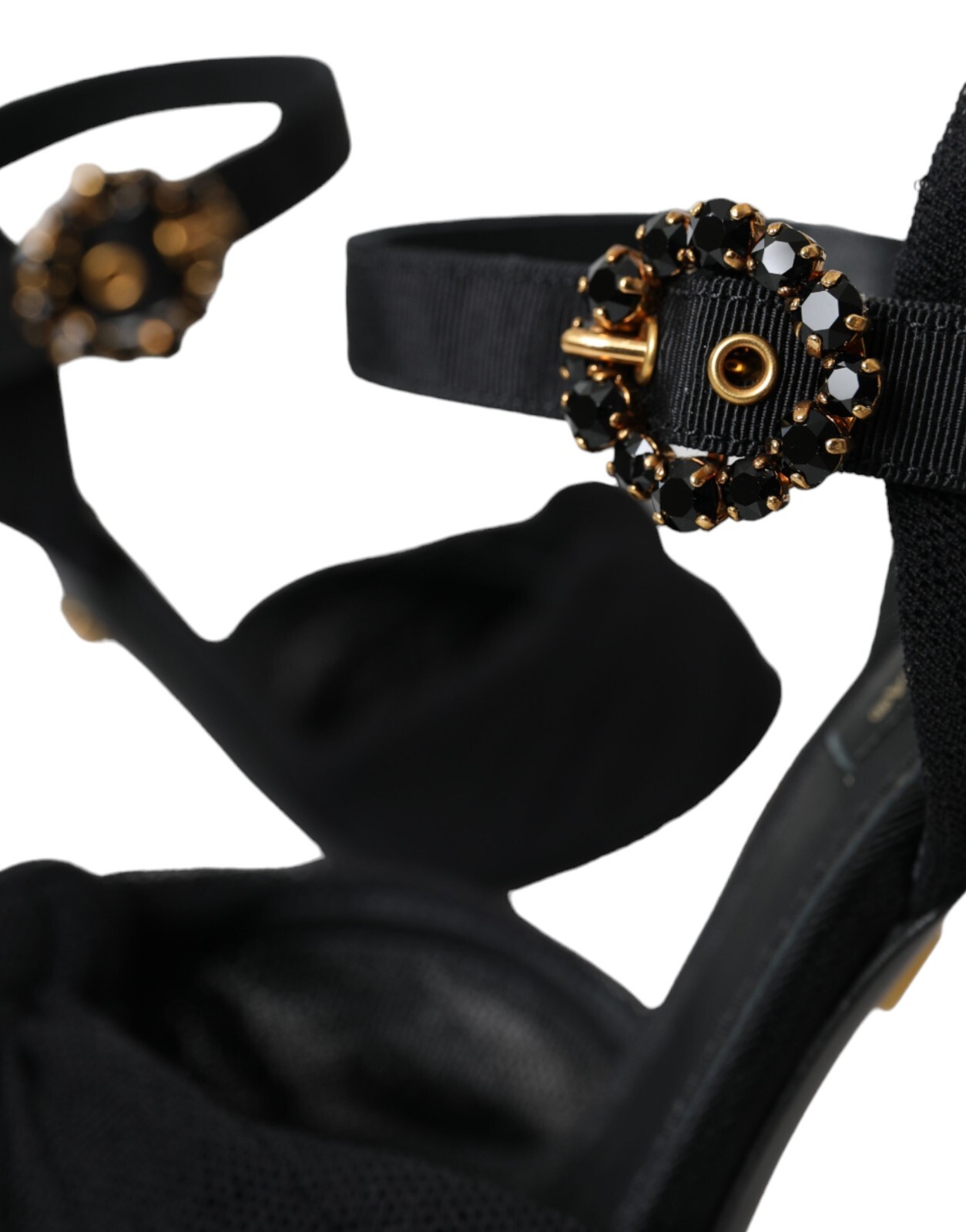 DOLCE & GABBANA Shoes Black Suede Embellished Heels Sandals EU36.5 / US6 1190usd