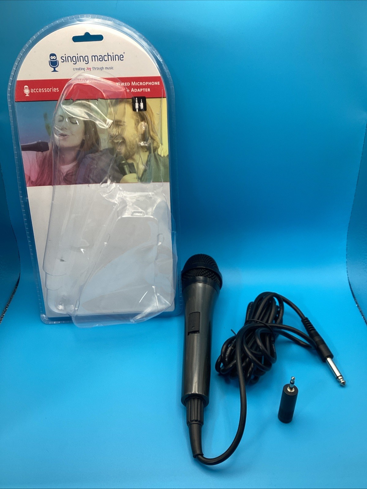 Singing Machine SMM 214 Wired Microphone + Adapter Black ( Open, As Is)