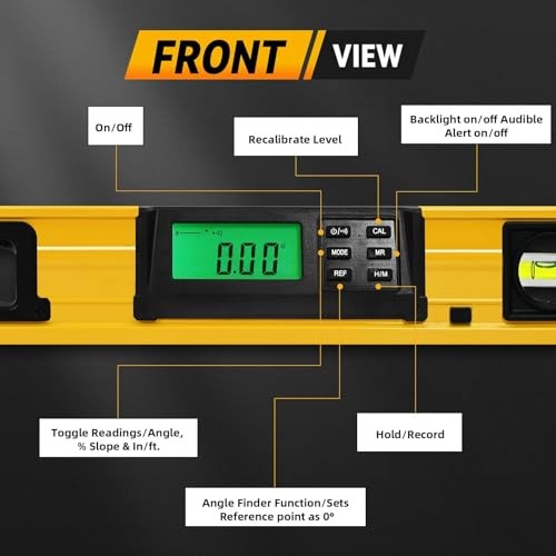 24 Inch Smart Digital Level, LCD Screen Magnetic Electronic Level Tool with