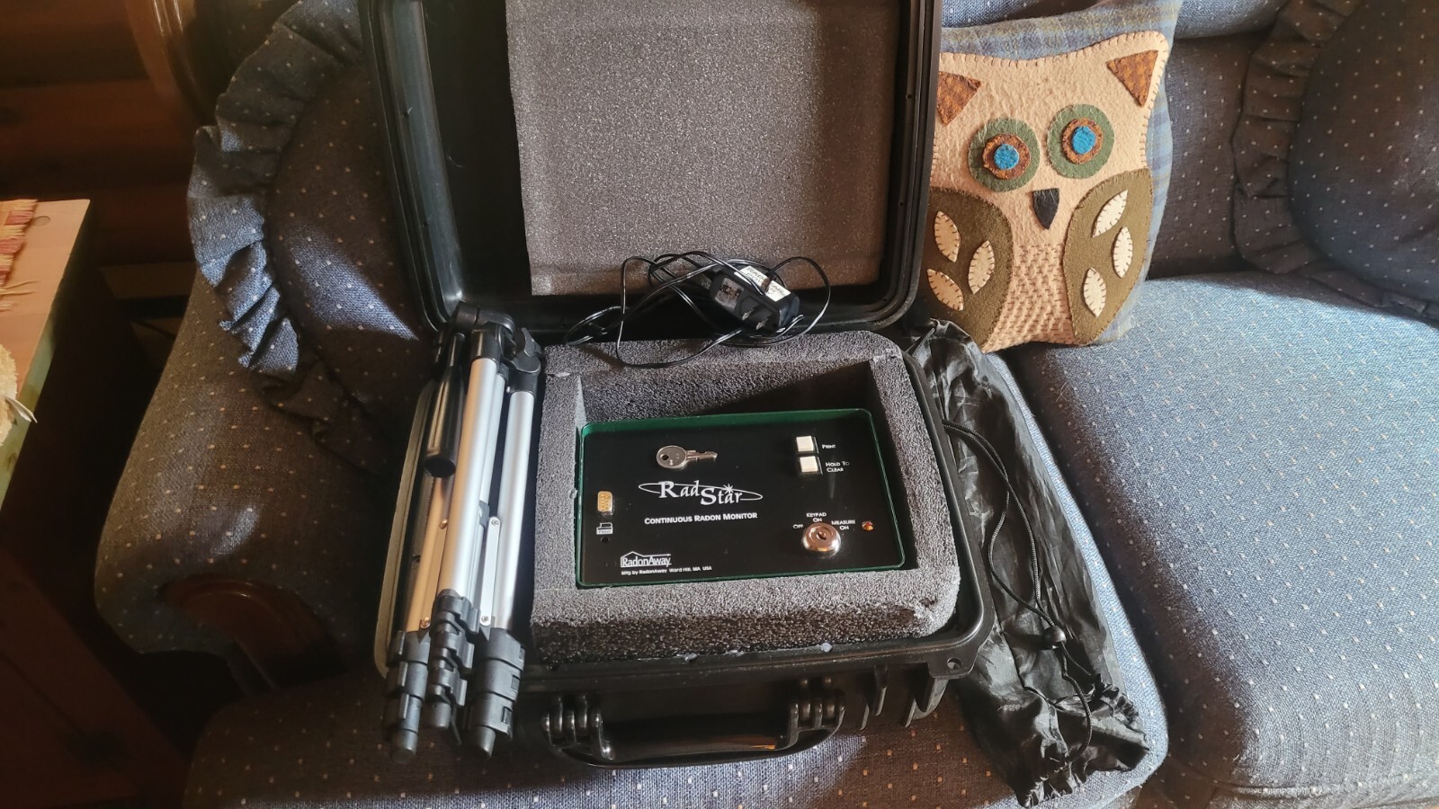 Continuous Radon Monitor, hard case. cords, key and tripod. New condition.