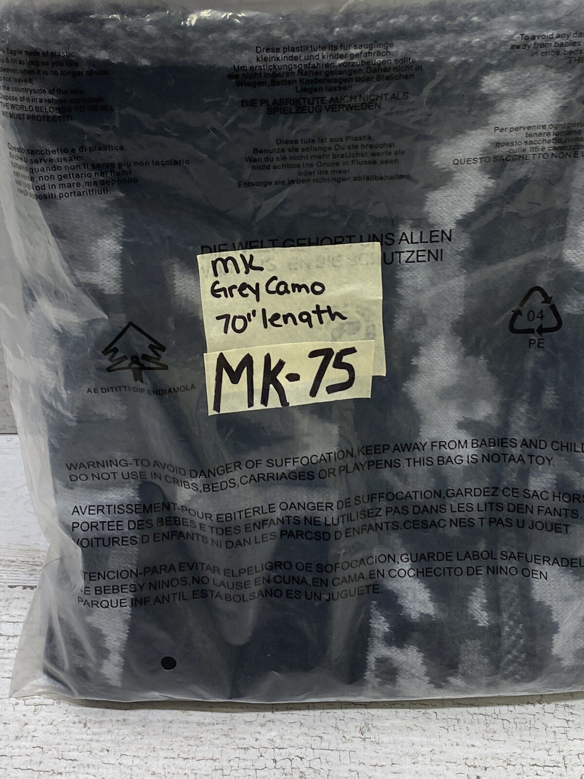 Michael Kors Camo Scarf Acrylic Black Grey Multi
