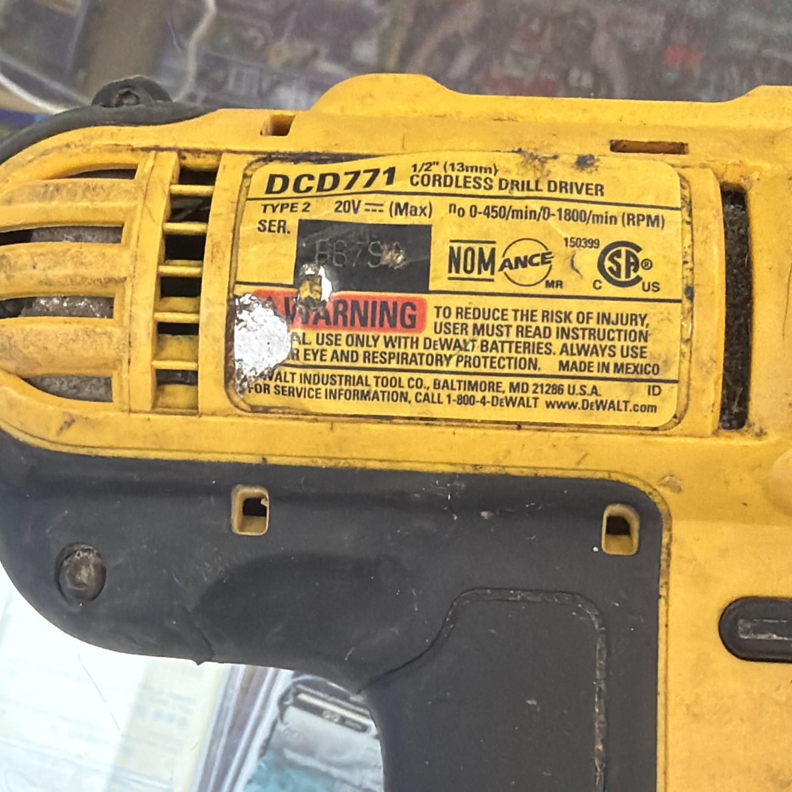 DEWALT DCD771 20V 1/2" CORDLESS DRILL TOOL ONLY